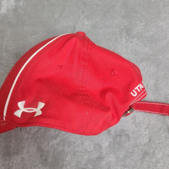 Utah Utes Under Armour Red Hat, Adjustable Collegiate Sporty Outdoor Heat Gear - Picture 6 of 7